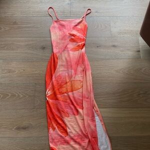 Maxi Flowery Dress with Slit. Worn Once. Size small.